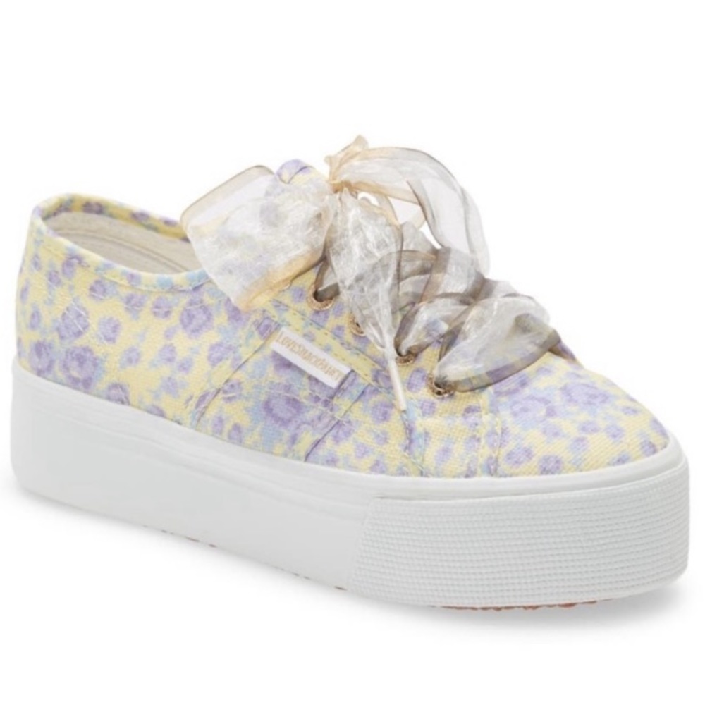 LoveShackFancy Pastel Yellow & Lavender Leopard Platform Sneaker